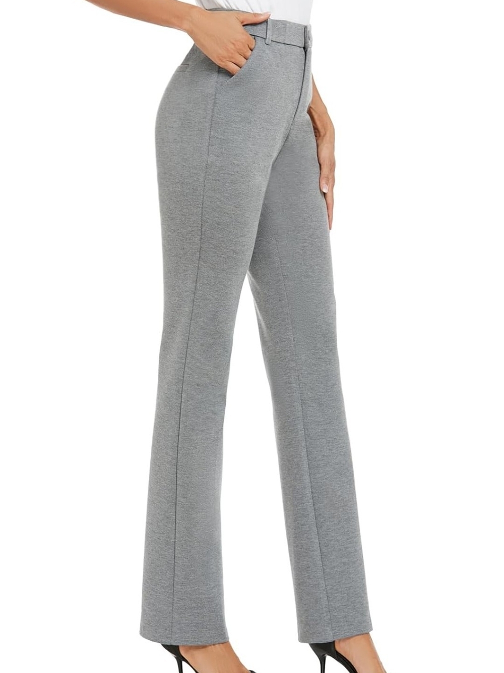 Women's Gray Straight-Leg Pants Cotton, Nylon, Spandex Size 12 NWT